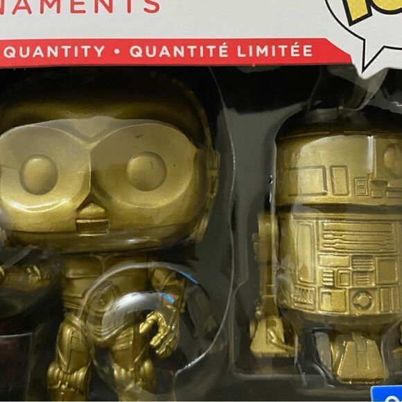2022 Hallmark Ornaments/Funko Pop! Star Wars C-3PO and R2-D2 Limited Chase Gold - Picture 4 of 7